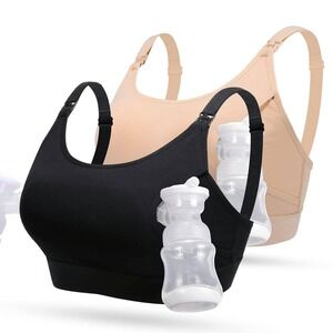 Lupantte NEW Womens 2 pack Hands Free Wireless Pumping Nursing Maternity Bra